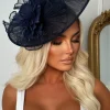 Material Girl Navy Floral Detail Fascinator