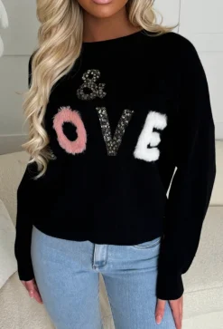 Maxine Black Love Slogan Jumper