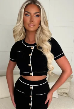 Modern Dreams Black Gold Button Knitted Contrast Co-Ord Set