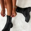 Moves To Make Black Faux Leather Lace Up Biker Boots