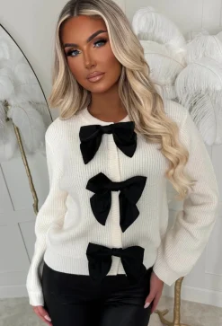 My Cutie Cream Bow Button Cardigan