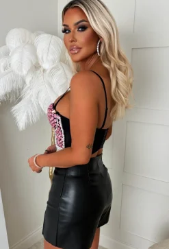 My Little Secret Black Diamond Bodice Crop Top
