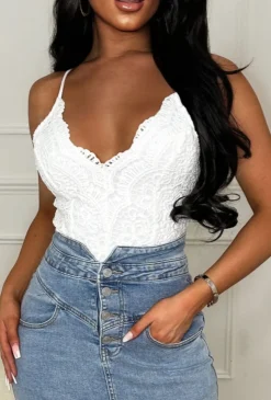 Never Be The Same White Crochet Bodysuit
