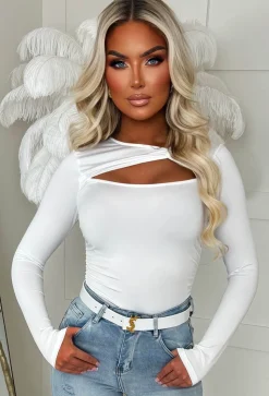 Never Let Go White Stretch Knot Top