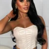 No Thank You Stone Stretch Faux Leather Corset