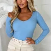Not For You Baby Blue Knit V Neck Jumper