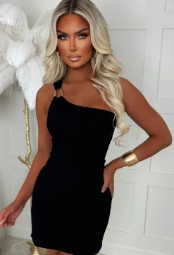 Ocean Breeze Bliss Black Gold Detail Knitted Dress