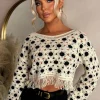 Ocean Whisper Cream Crochet Tassel Jumper