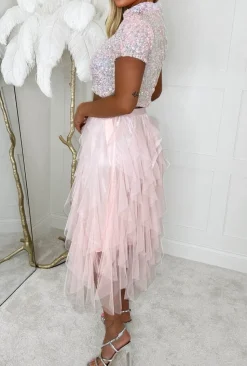 Oh She Bad Baby Pink Sequin Top