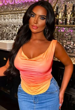 Ombre Bliss Orange Ruched Top