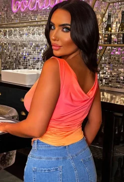 Ombre Bliss Orange Ruched Top