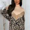 One Last Dance Beige Animal Print Sequin Jumper