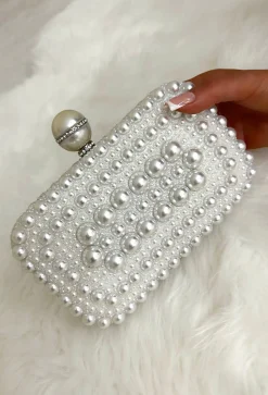 One Of One Ivory Embellished Clutch Bag