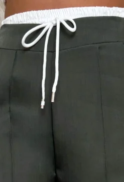 One Step More Khaki Contrast Waistband Trousers