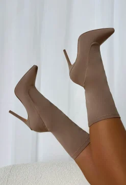 Over Indulge Me Mocha Pointed Toe Sock Boots