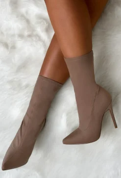 Over Indulge Me Mocha Pointed Toe Sock Boots