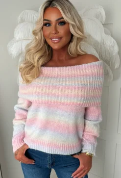 Over The Rainbow Multi Ultra Soft Bardot Jumper