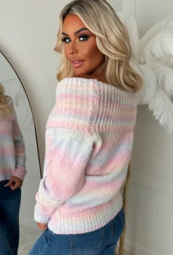 Over The Rainbow Multi Ultra Soft Bardot Jumper