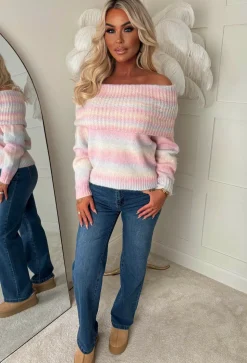 Over The Rainbow Multi Ultra Soft Bardot Jumper