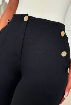 Perfect Moment Black Button Front Wide Leg Stretch Trousers