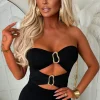 Playful Peekaboo Black Cut Out Gold Buckle Bodysuit
