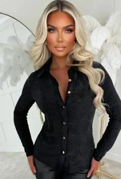Pretty One Black Printed Stretch Jersey Shirt