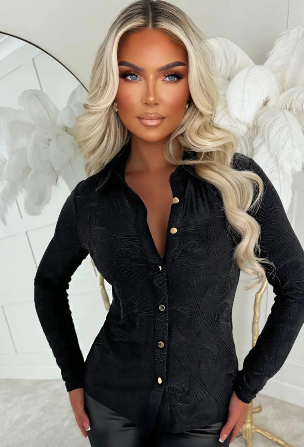 Pretty One Black Printed Stretch Jersey Shirt