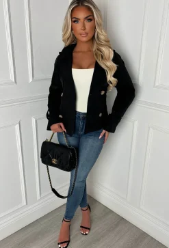 Private Society Black Belted Cropped Trench Coat