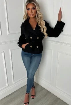 Private Society Black Belted Cropped Trench Coat