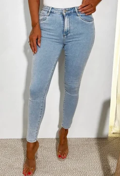 Push My Luck Light Blue Stretch Push Up Skinny Jeans