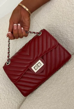 Quilted Babe Red Chain Detail Bag
