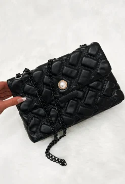 Quilted Baddie Black Quilted Detail Bag