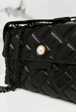 Quilted Baddie Black Quilted Detail Bag
