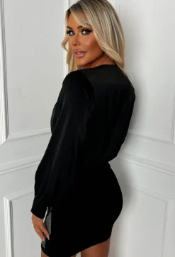 Razzle Tassel Black Tassel Stretch Skirt