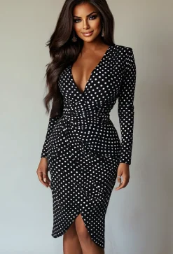 Real Love Black Side Ruched Spot Dress