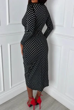 Real Love Black Side Ruched Spot Dress