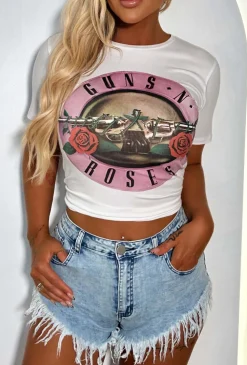 Rebel Rock White Guns N Roses Licensed T-Shirt