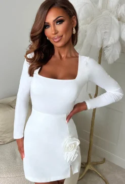 Rosebud White Rose Applique Skirt