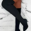Roxxie Black Stretch Knit Over The Knee Boots