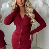 Ruched Forever Burgundy Ruched Front Shirt Dress