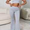 Ruched to You Grey Marl Ruched Flared Loungewear Two Piece Set