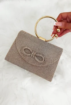 Run The World Rose Gold Diamante Detail Bag