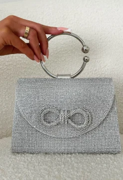 Run The World Silver Diamante Detail Bag