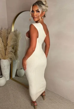 Runaway Heart Cream Knot Detail Knitted Midi Dress