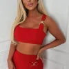 Samantha Red Gold Detail Mini Skirt Co-Ord