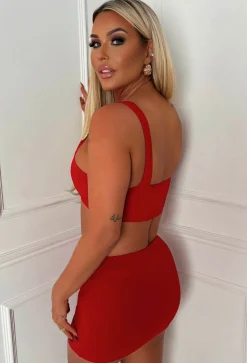 Samantha Red Gold Detail Mini Skirt Co-Ord