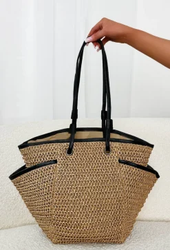 Sand Dune Dreams Tan Raffia Tote Bag