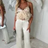 Satin Illusion Champagne Satin Trousers