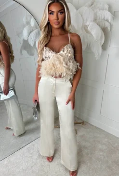 Satin Illusion Champagne Satin Trousers