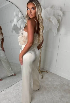 Satin Illusion Champagne Satin Trousers